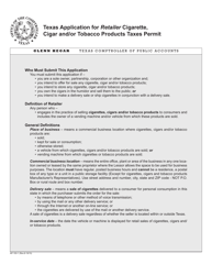 Document preview: Form AP-193 Texas Application for Retailer Cigarette, Cigar, and/or Tobacco Products Taxes Permit - Texas