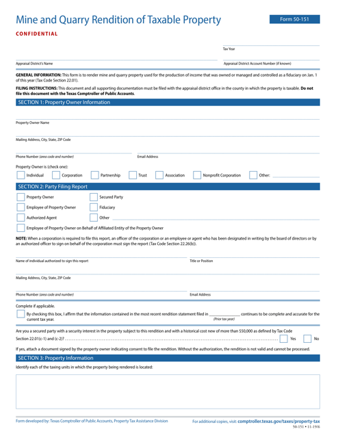 Form 50-151  Printable Pdf