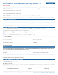 Form 50-267 Retail Manufactured Housing Inventory Declaration - Texas