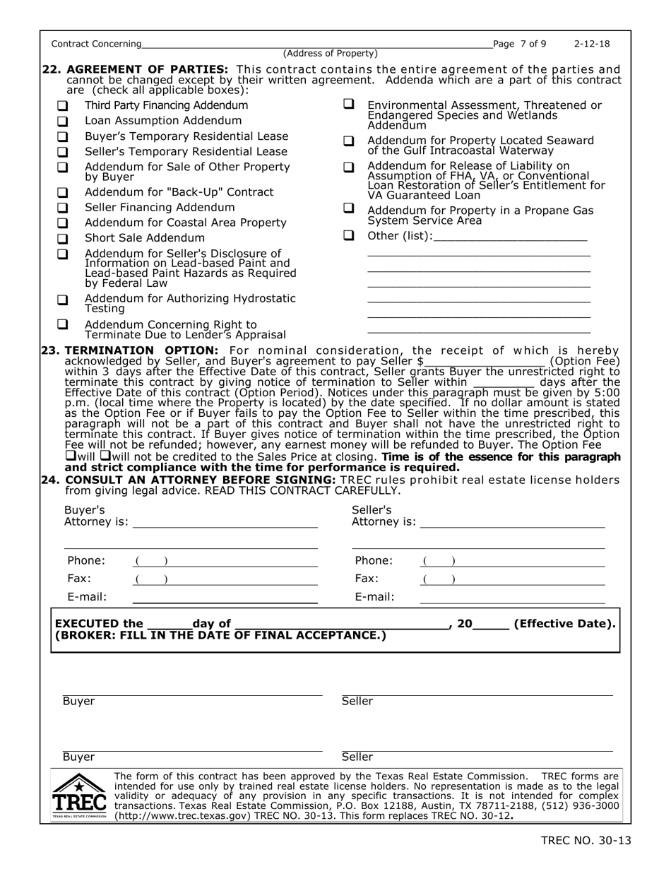 TREC Form 30-13 Residential Condominium Contract (Resale) - Texas, Page 7