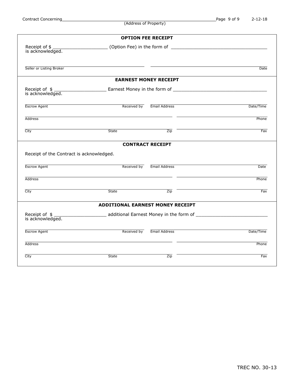 TREC Form 30-13 Residential Condominium Contract (Resale) - Texas, Page 9