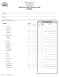 Form FRAM-0 Inspector Course Approval Form (Framing) - Texas