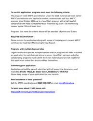 Streamlined Application for Head Start or Naeyc Accredited Programs - Vermont, Page 2