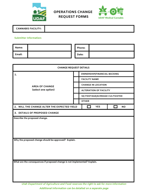 Operations Change Request Forms - Utah Download Pdf