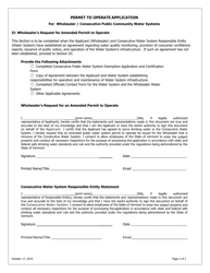 Permit to Operate Application for Wholesaler/Consecutive Public Community Water Systems - Vermont, Page 2