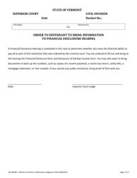 Form 100-00280 Petition to Enforce a Restitution Judgment Order - Vermont, Page 3