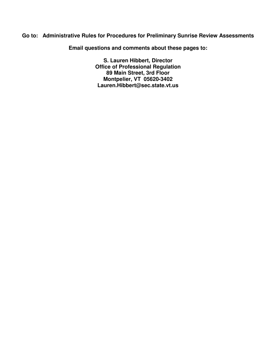 Application Fo Preliminary Sunrise Review Assessment - Vermont, Page 8