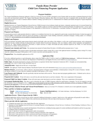 Family Home Provider Child Care Financing Program Application - Virginia, Page 3