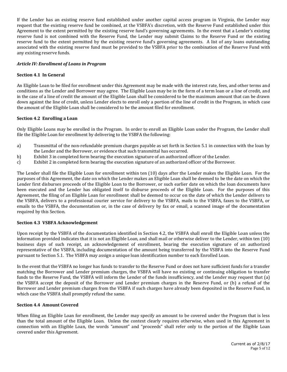 Ssbci CAP Lenders Participation Agreement - Virginia, Page 5