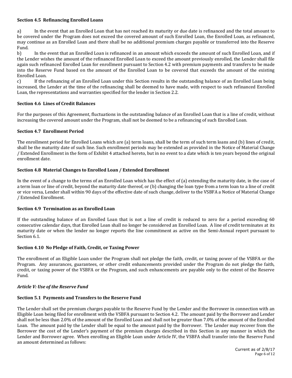 Ssbci CAP Lenders Participation Agreement - Virginia, Page 6