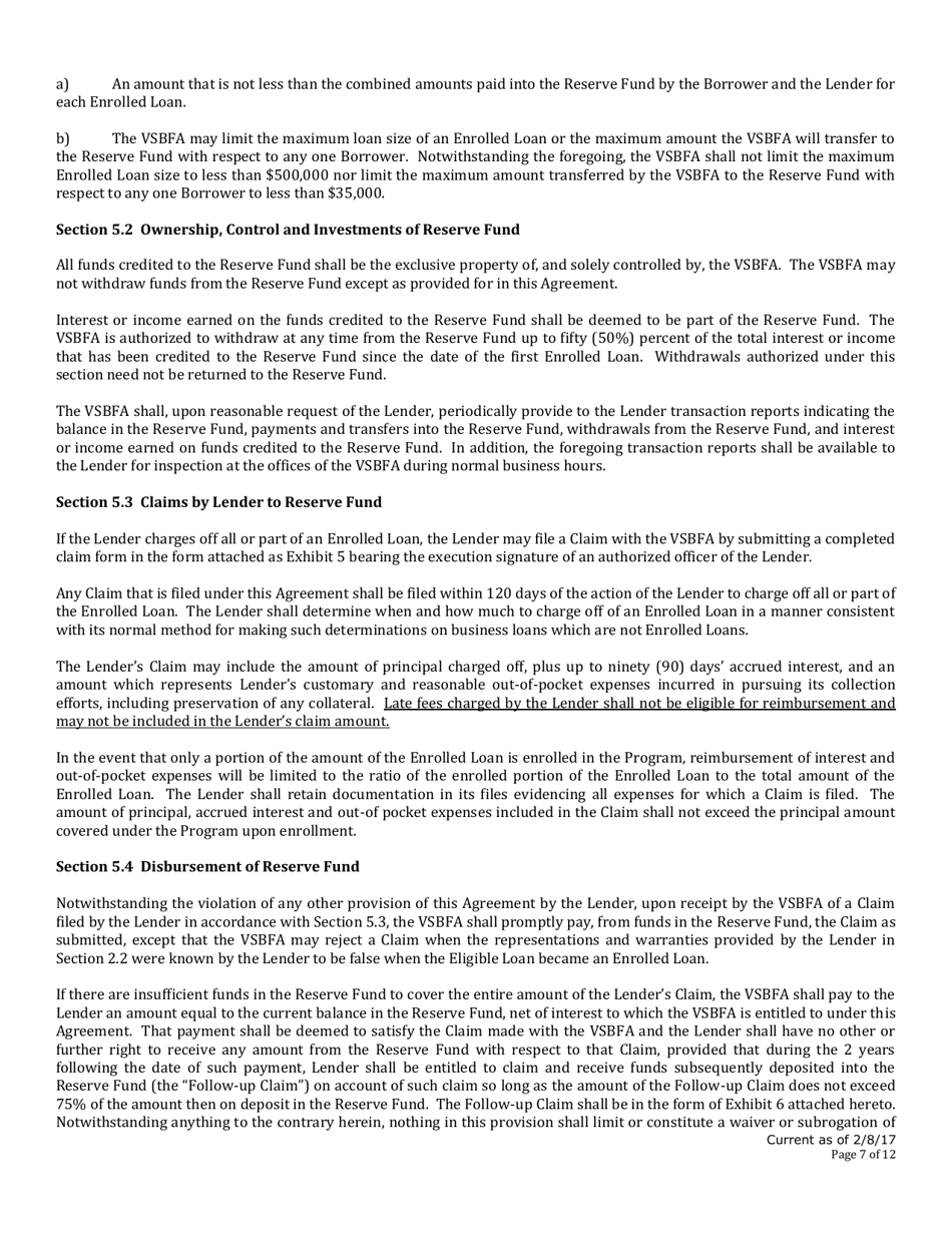 Ssbci CAP Lenders Participation Agreement - Virginia, Page 7