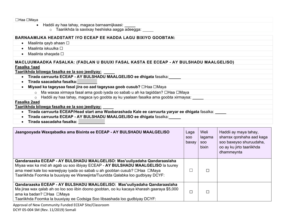 DCYF Form 05-004 Approval of New Community Funded Eceap Site / Classroom - Washington (English / Somali), Page 2