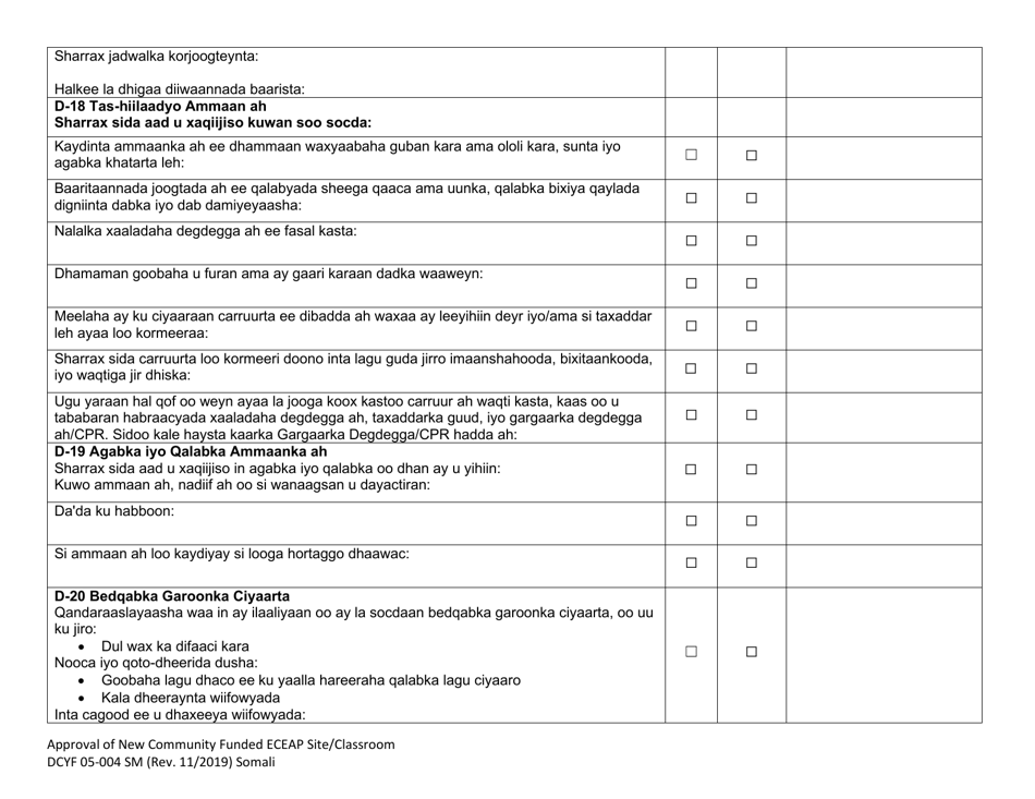 DCYF Form 05-004 Approval of New Community Funded Eceap Site / Classroom - Washington (English / Somali), Page 4