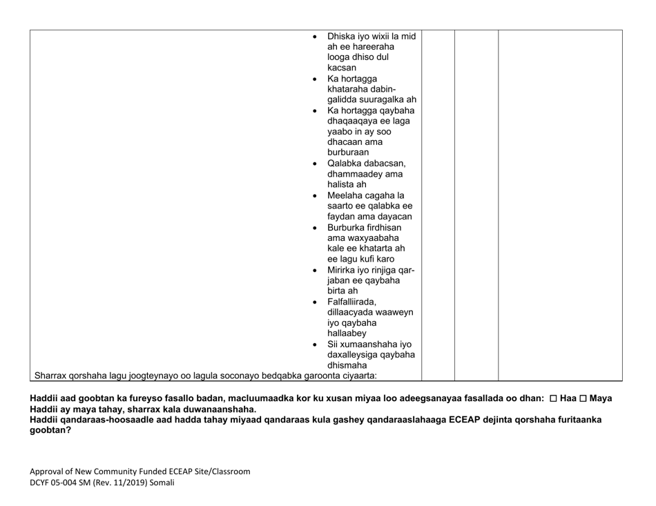 DCYF Form 05-004 Approval of New Community Funded Eceap Site / Classroom - Washington (English / Somali), Page 5