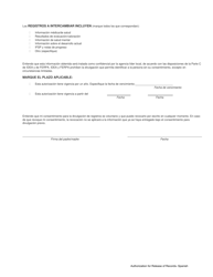 DCYF Formulario 10-650 Autorizacion Para La Divulgacion De Registros - Washington (Spanish), Page 2