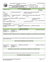 DCYF Formulario 14-444 Informe De Evaluacion De Seguimiento De Salud Y Educacion Del Nino - Washington (Spanish)