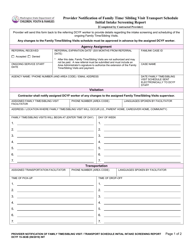 Document preview: DCYF Form 15-363B Provider Notification of Family Time/ Sibling Visit Transport Schedule Initial Intake Screening Report - Washington