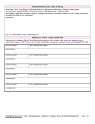 DCYF Form 15-363B Provider Notification of Family Time/ Sibling Visit Transport Schedule Initial Intake Screening Report - Washington, Page 2