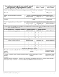 DCYF Formulario 15-879 Formulario De Inscripcion Para Cuidado Infantil (Para Programas De Hogares Familiares O Centros) - Washington (Spanish)