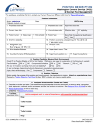 Form DOC03-446 Position Description - Washington General Service (Wgs) &amp; Exempt Non-management - Washington