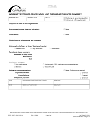 Document preview: Form DOC13-070 Infirmary/Extended Observation Unit Discharge/Transfer Summary - Washington