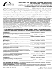 Document preview: Form DOC14-066ES Substance Use Disorder Program Disclosure and Signature Authentication - Washington (English/Spanish)