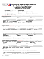 Document preview: Washington State Veterans Cemetery Pre-registration Application - Washington
