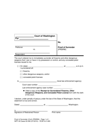 Document preview: Form WPF All Cases02-060 Proof of Surrender (Prsrw) - Washington