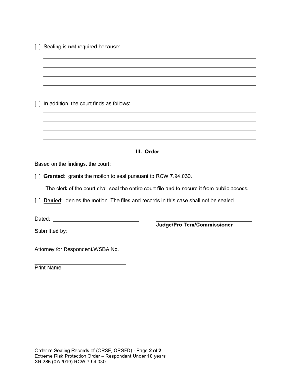 Form XR285 - Fill Out, Sign Online and Download Printable PDF ...