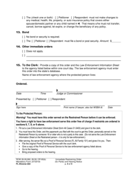 Form FL Divorce222 Immediate Restraining Order (Ex Parte) and Hearing Notice - Washington, Page 4