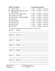 Form FL Parentage332 Response to Petition for Parenting Plan, Residential Schedule and/or Child Support - Washington, Page 2