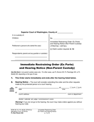Document preview: Form FL Non-Parent422 Immediate Restraining Order (Ex Parte) and Hearing Notice (Non-parent Custody) - Washington