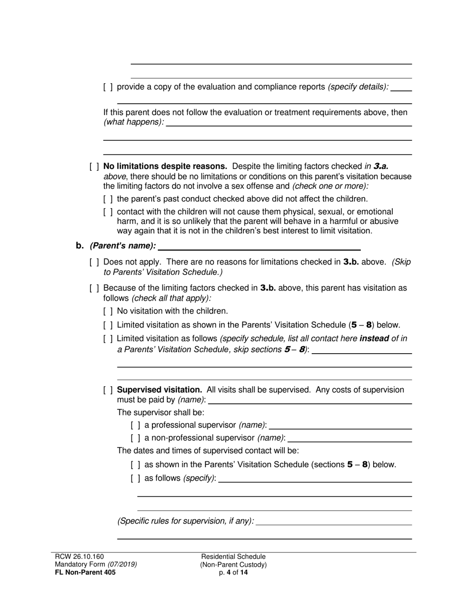 Form FL Non-Parent405 Residential Schedule (Non-parent Custody) - Washington, Page 4