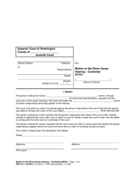 Form WPF JU13.0700 Motion to Set Show Cause Hearing - Contempt (Mtsc) - Washington
