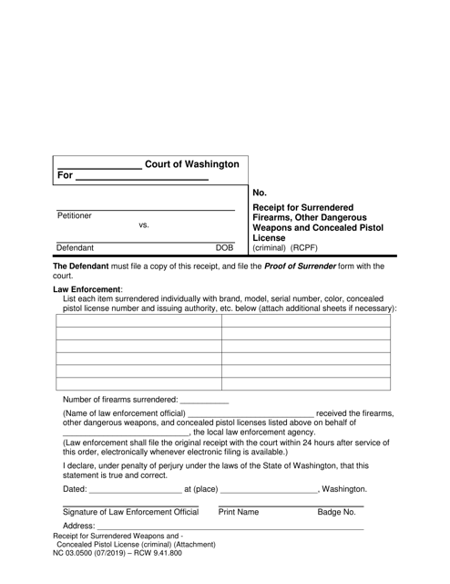 Form NC03.0500  Printable Pdf