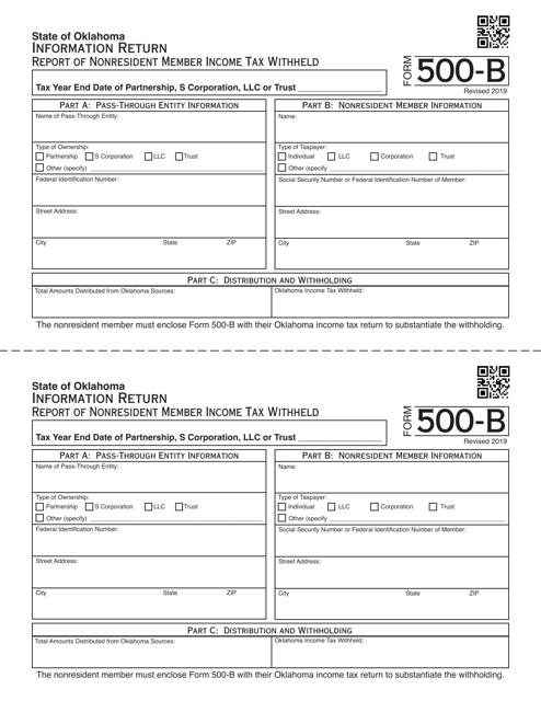 Form 500-B  Printable Pdf