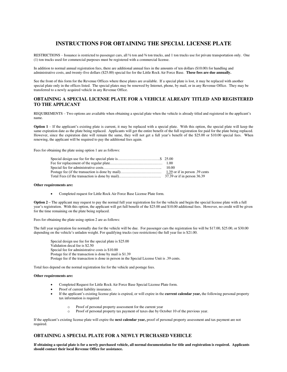 Request for Little Rock Air Force Base Special License Plate - Arkansas, Page 2