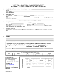Form DNR-GW-2 Water Well Plugging and Abandonment Form - Louisiana