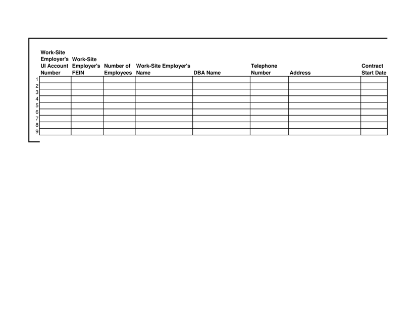 Employee Leasing Company: Sample Spreadsheet of Work-Site Employers and Employees - Colorado