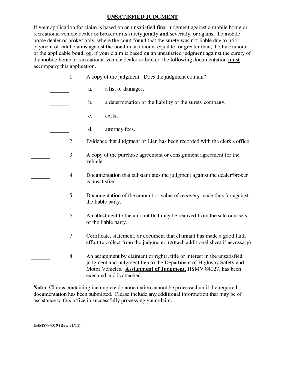 Form HSMV-84019 Application and Claim to Recover Compensation From the Mobile Home and Recreational Vehicle Trust Fund - Florida, Page 3