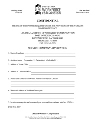 Form LWC-WC-2007 Service Company Application - Louisiana