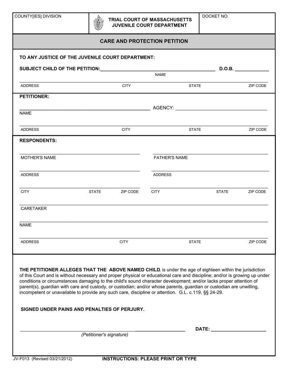 Form Jv 13 Fill Out Sign Online And Download Fillable Pdf Massachusetts Templateroller 6229