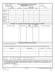 Form 2F-P-406 Civil Union Divorce Action (CUDA) Information - Hawaii, Page 2