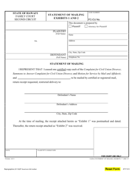 Form 2F-P-413 Statement of Mailing Exhibits 1 and 2 - Hawaii
