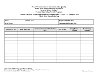 Form TCEQ-10036 (OP-UA27) Nitric Acid Manufacturing Attributes - Texas, Page 6