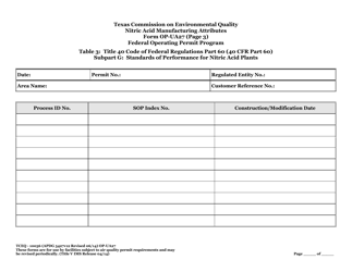 Form TCEQ-10036 (OP-UA27) Nitric Acid Manufacturing Attributes - Texas, Page 7