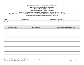 Form TCEQ-10036 (OP-UA27) Nitric Acid Manufacturing Attributes - Texas, Page 8