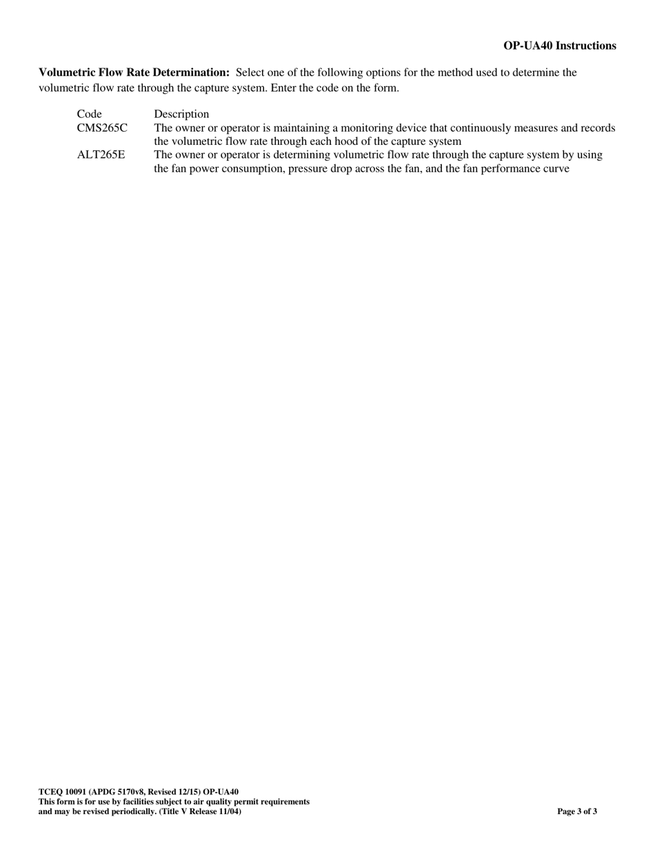 Form TCEQ-10091 (OP-UA40) Ferroalloy Production Facility Attributes - Texas, Page 3