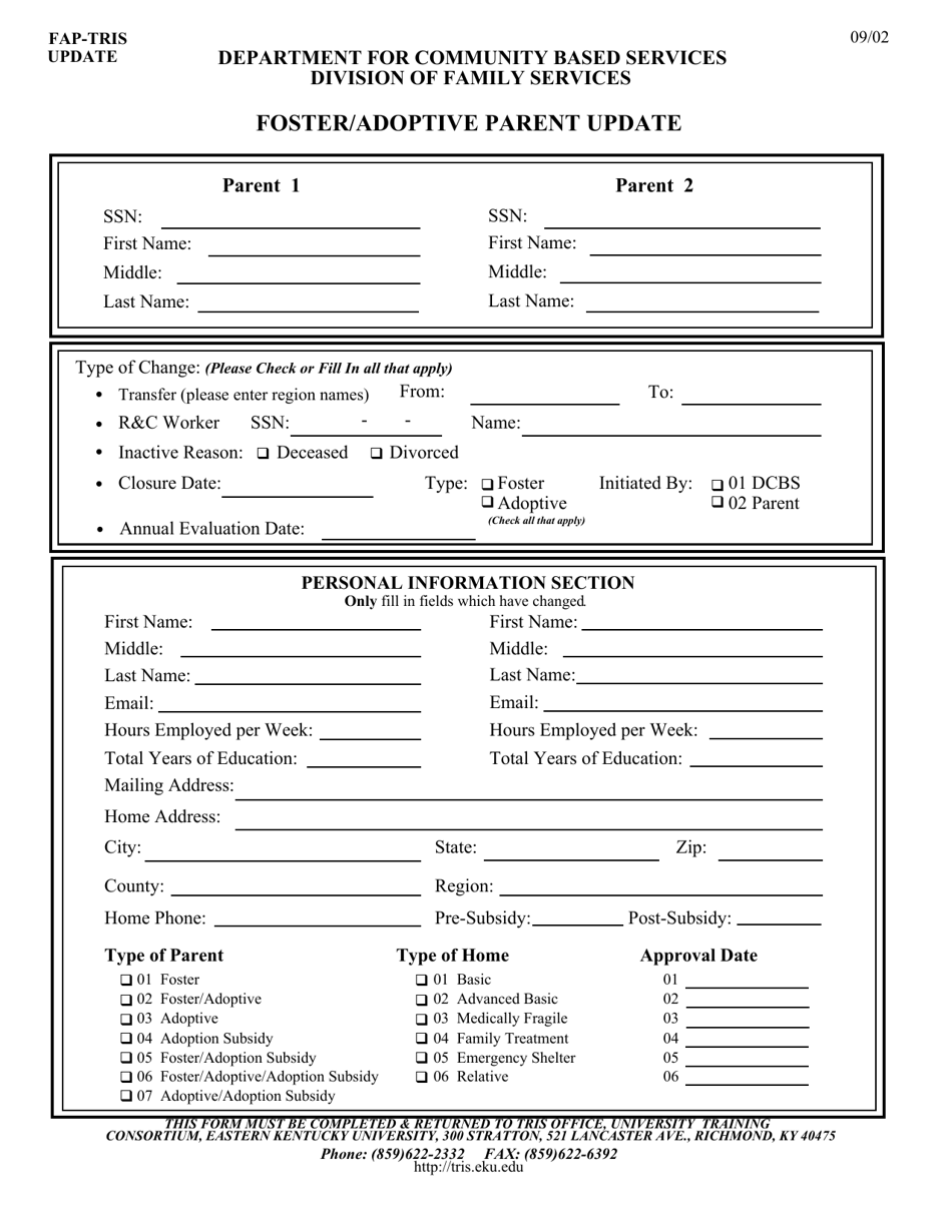 Kentucky Foster Adoptive Parent Update Fill Out Sign Online And Download PDF Templateroller