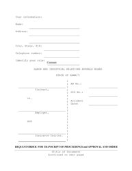 Document preview: Form LIRAB12 Request/Order for Transcript of Proceedings and Approval and Order - Hawaii